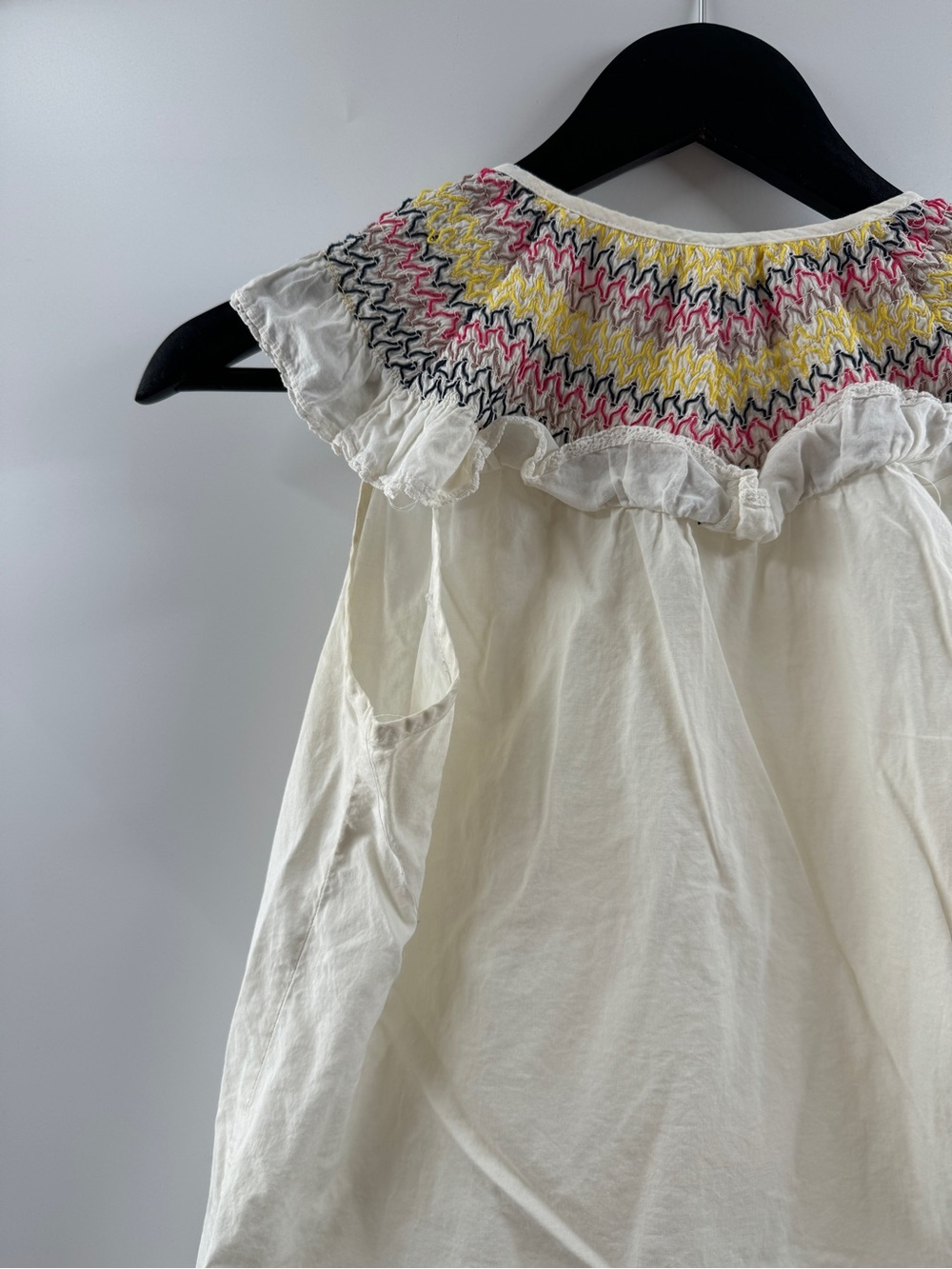 One September Cream Embroidered Ruffle Tank Top – Women's Size 2 (Small) - Picture 7 of 8